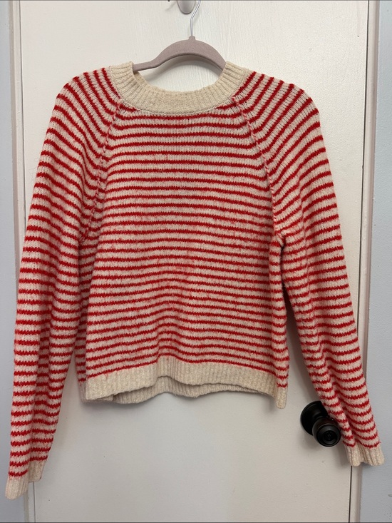American Eagle Outfitters Sweaters - American Eagle Outfitters Cream and Red Striped Crewneck Sweater